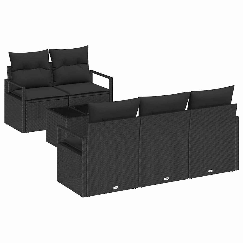 Sjedeća garnitura za vrt 6 kom. 5-Broj sjedala Crna poliratan