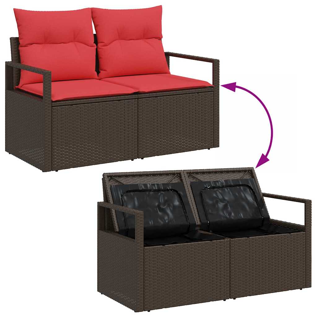 Set sofe s jastukom s pohranom 9 pcs Bež i Crvena poliratan