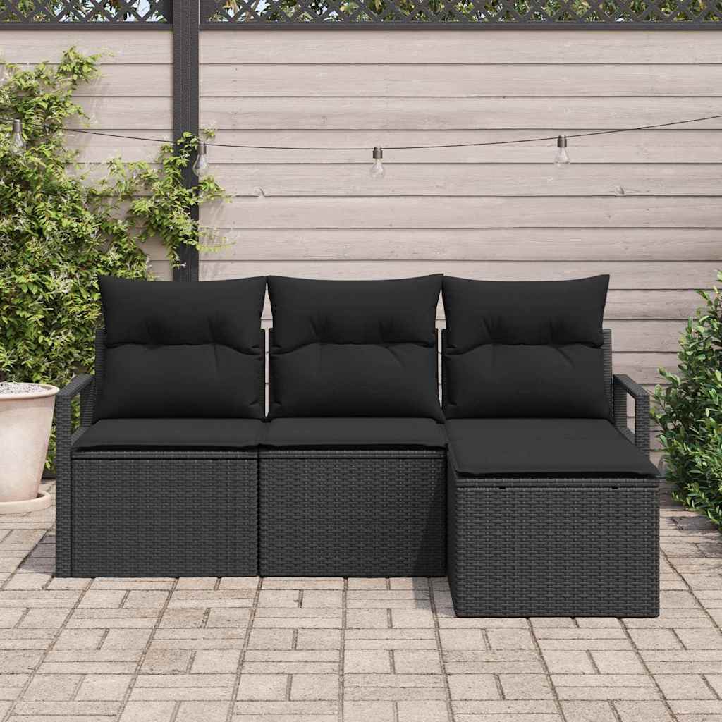 Set sofe s jastukom s pohranom 4 pcs Crna poliratan