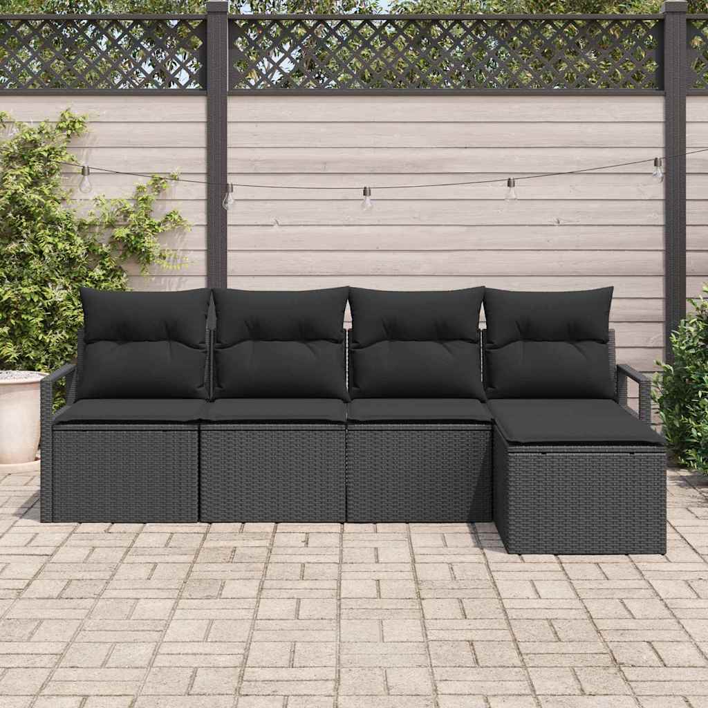 Set sofe s jastukom s pohranom 5 pcs Crna poliratan