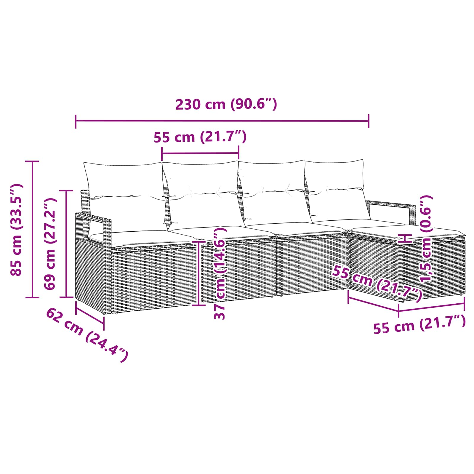 Set sofe s jastukom s pohranom 5 pcs Smeđa i crvena poliratan