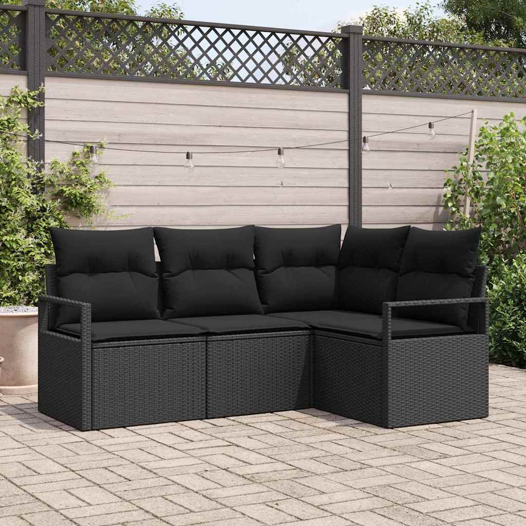 Set sofe s jastukom s pohranom 4 pcs Crna poliratan