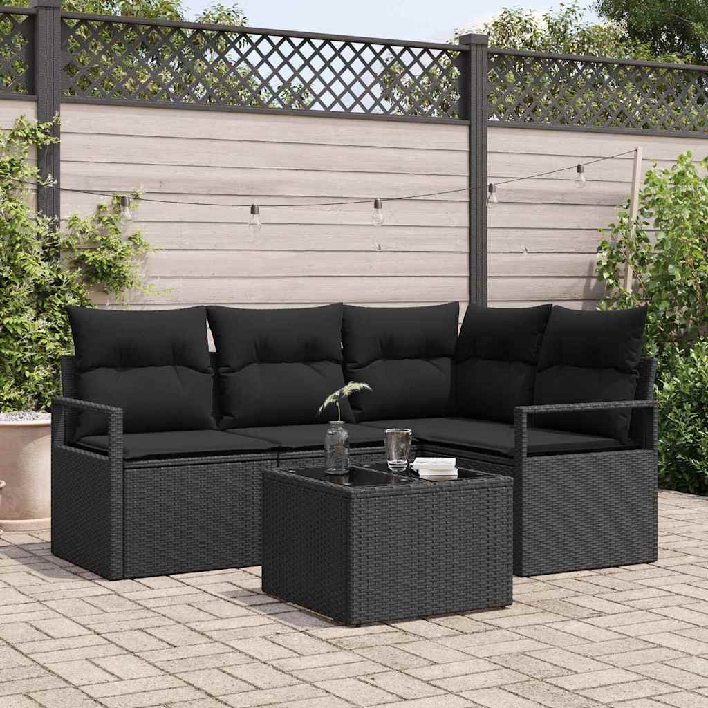 Set sofe 5 kom. Crna poliratan 177 x 122 x 85 cm