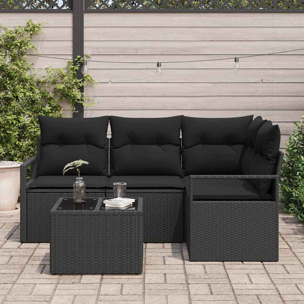 Set sofe s jastukom s pohranom 5 pcs Crna poliratan