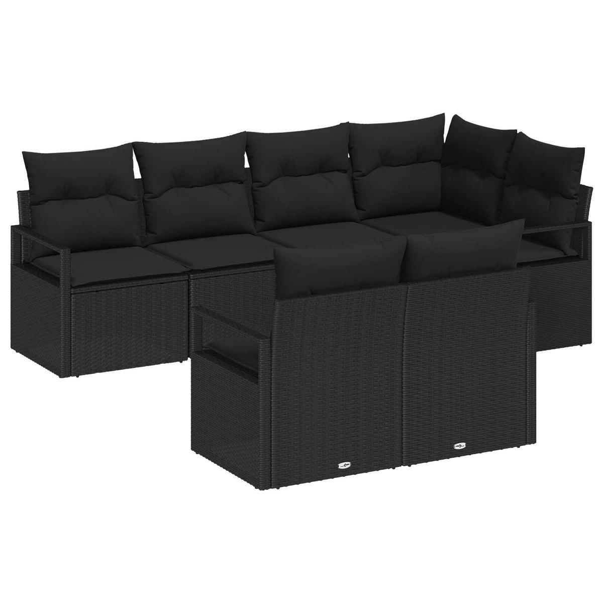 Sjedeća garnitura za vrt 7 kom. Crna poliratan 232 x 122 x 85 cm