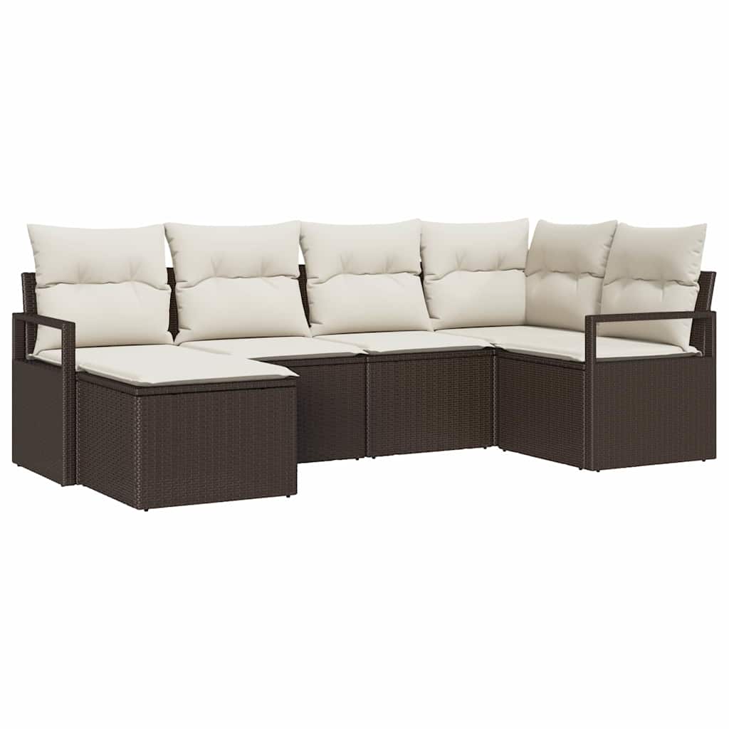 Set sofe s jastukom s pohranom 6 pcs Smeđa i krem poliratan