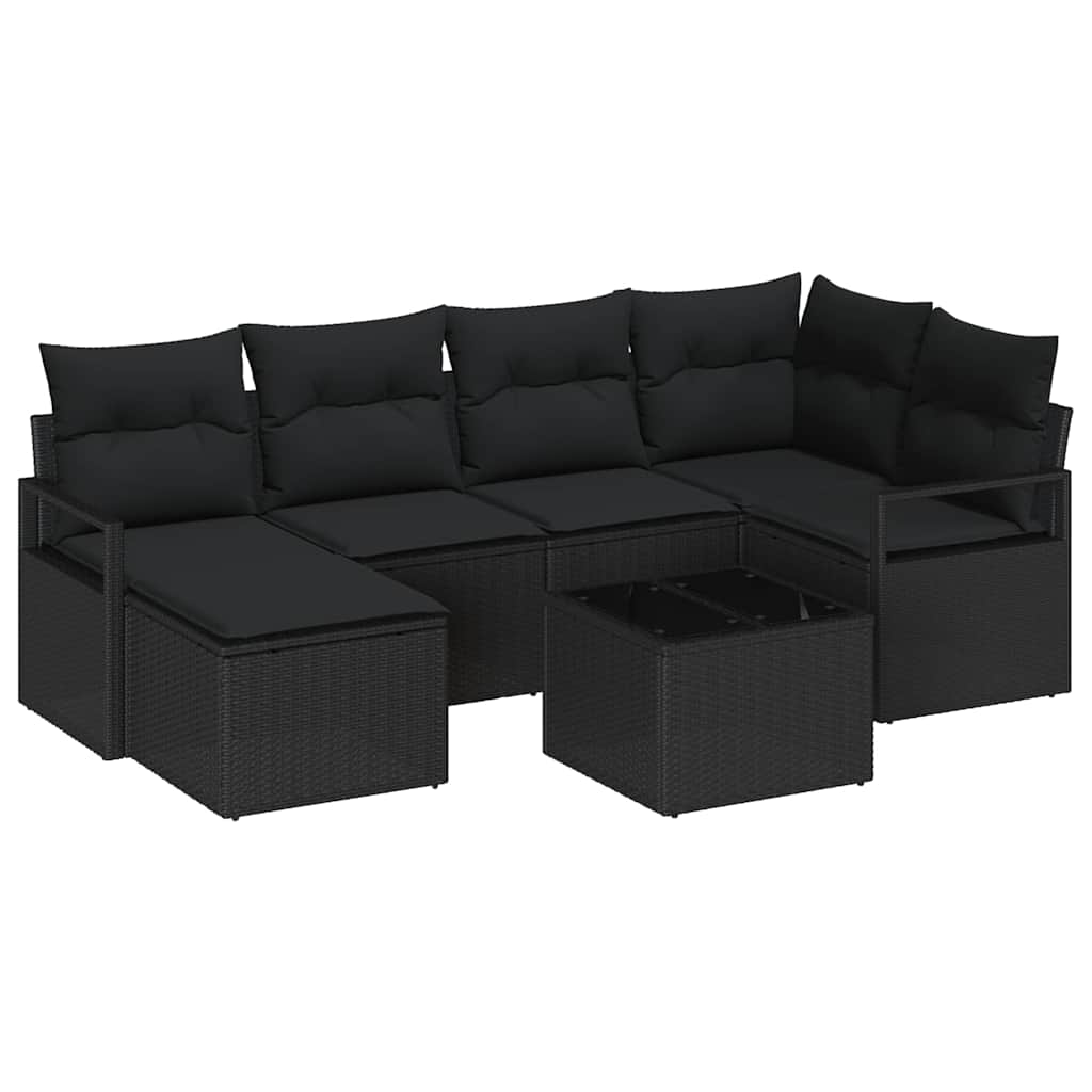 Set sofe s jastukom s pohranom 7 pcs Crna poliratan