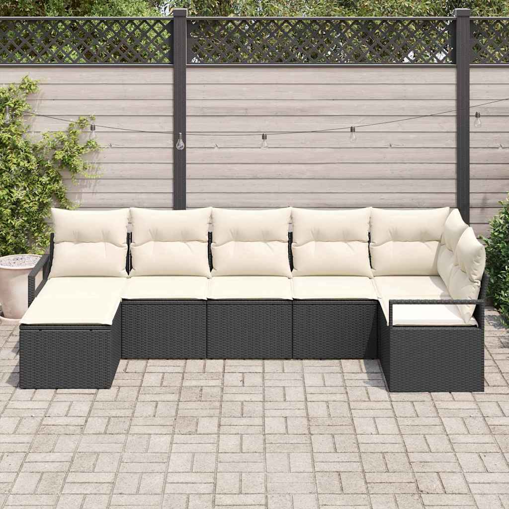 Set sofe s jastukom s pohranom 7 pcs Crna i Krema poliratan