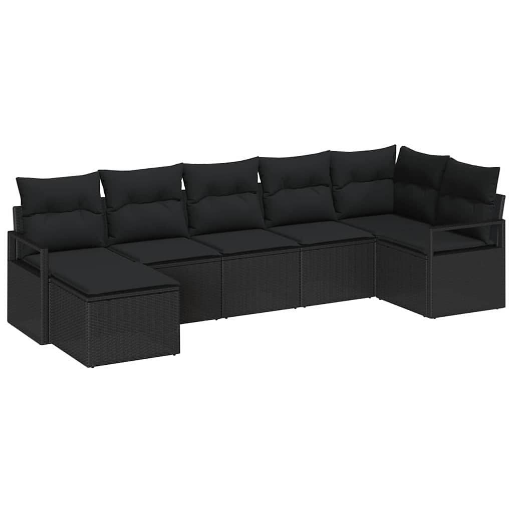 Set sofe s jastukom s pohranom 7 pcs Crna poliratan