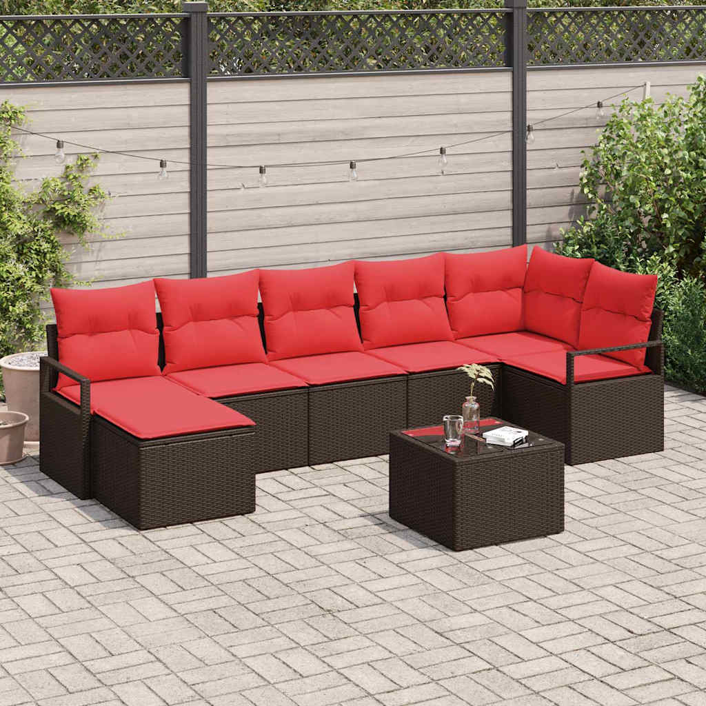 Set sofe s jastukom s pohranom 8 pcs Smeđa i crvena poliratan