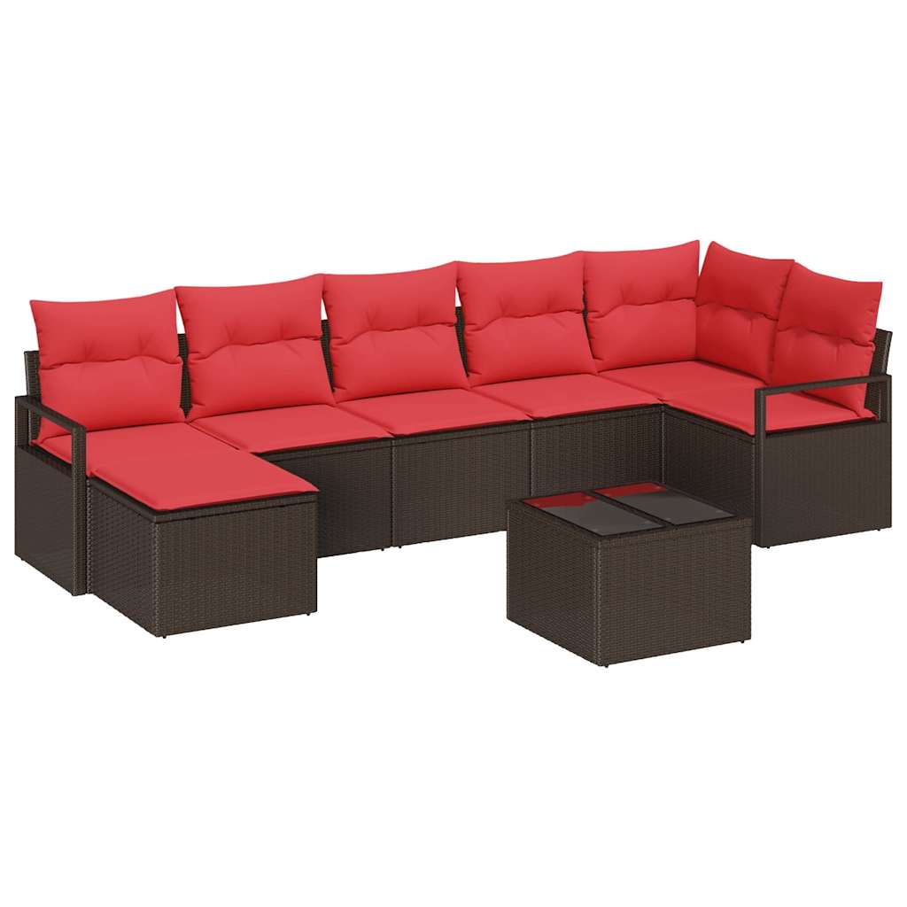 Set sofe s jastukom s pohranom 8 pcs Smeđa i crvena poliratan