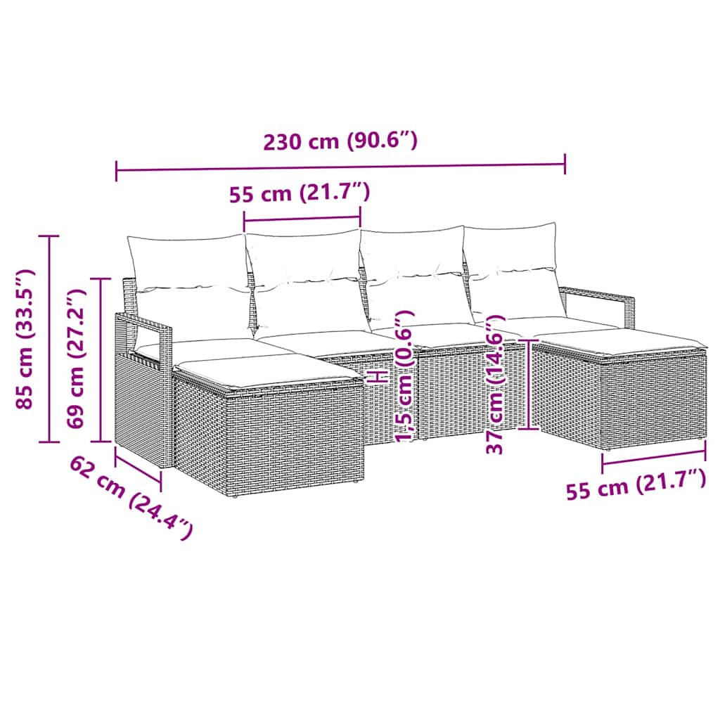 Set sofe s jastukom s pohranom 6 pcs Siva poliratan