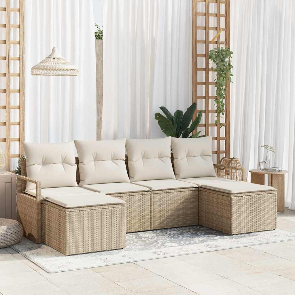 Set sofe s jastukom s pohranom 6 pcs Bež i krema poliratan