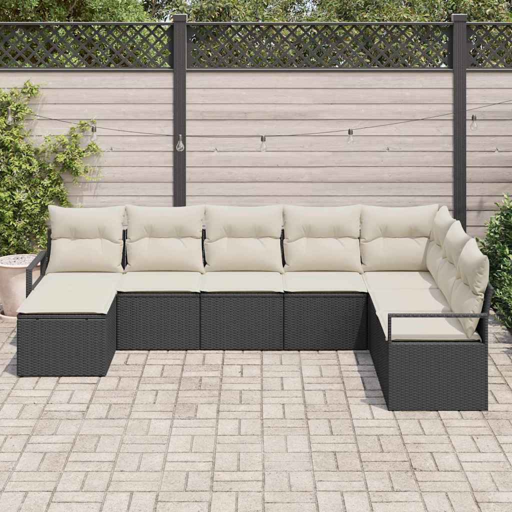 Set sofe s jastukom s pohranom 8 pcs Crna i Krema poliratan