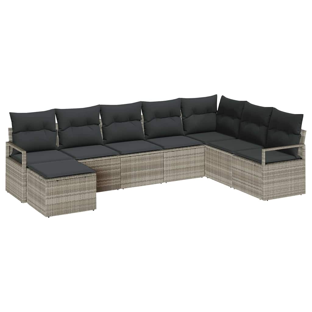 Set sofe s jastukom s pohranom 8 pcs Svijetlo siva poliratan