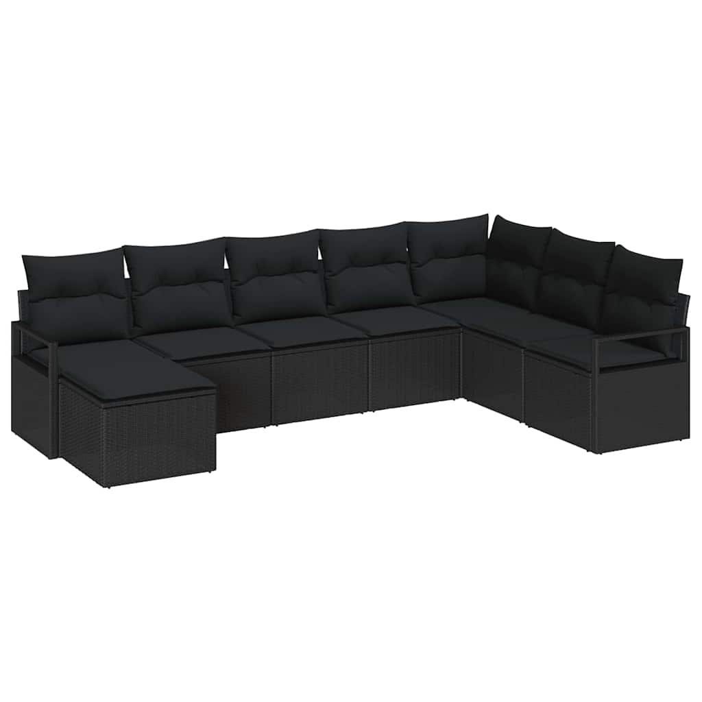 Set sofe 8 kom. Crna poliratan 287 x 177 x 85 cm