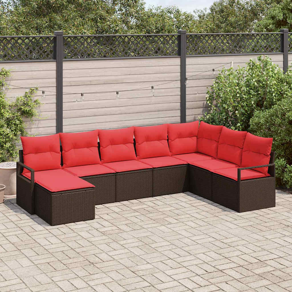 Set sofe s jastukom s pohranom 8 pcs Smeđa i crvena poliratan