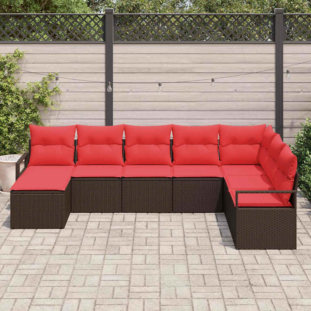 Set sofe s jastukom s pohranom 8 pcs Smeđa i crvena poliratan
