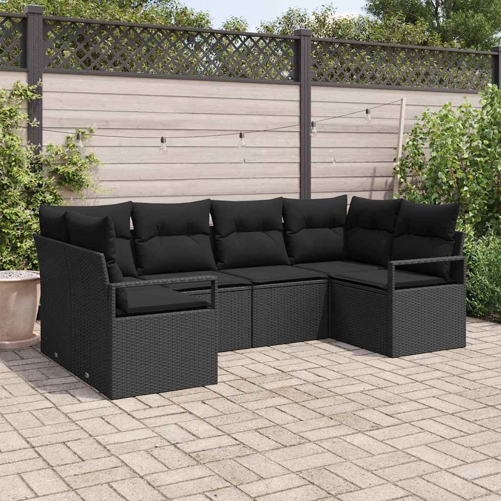 Sjedeća garnitura za vrt 6 kom. Crna poliratan 234 x 122 x 85 cm