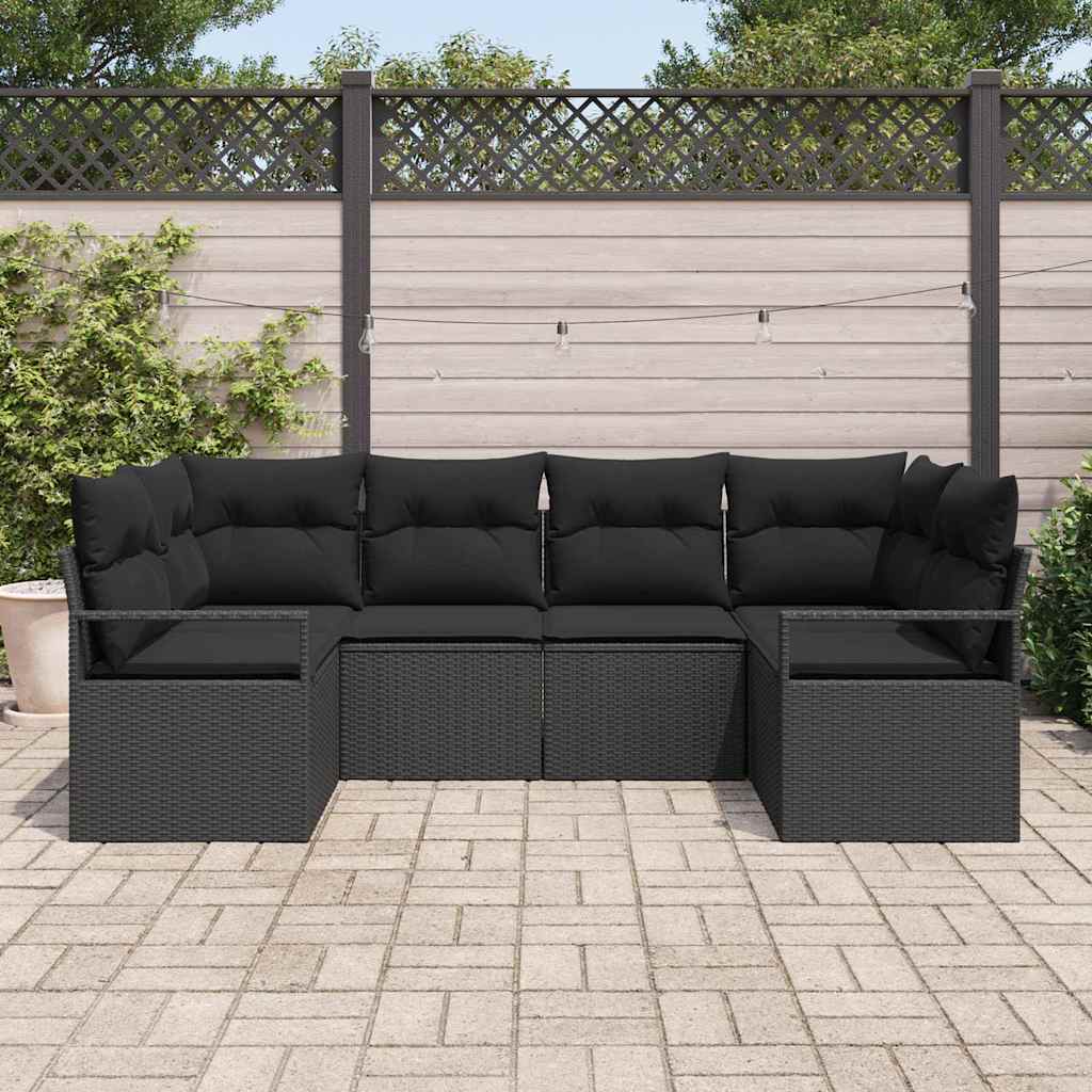 Sjedeća garnitura za vrt 6 kom. Crna poliratan 234 x 122 x 85 cm