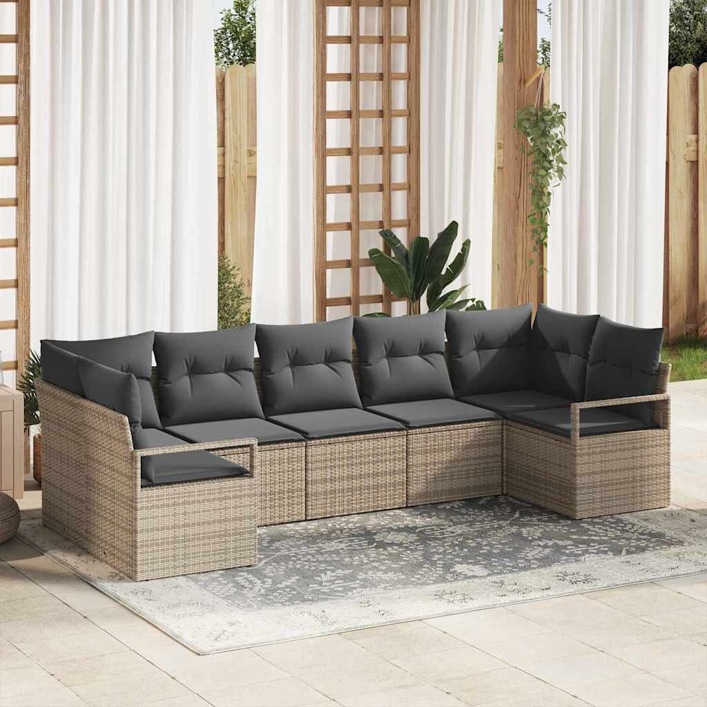 Sjedeća garnitura za vrt 7 kom. Siva poliratan 289 x 122 x 85 cm