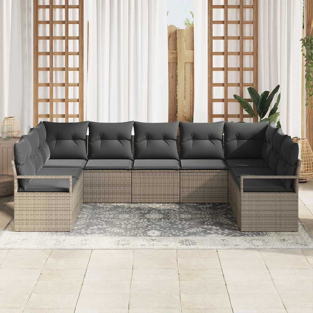 Sjedeća garnitura za vrt 7 kom. Siva poliratan 289 x 122 x 85 cm