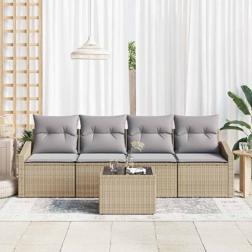Set sofe s jastukom s pohranom 5 pcs Bež i siva poliratan