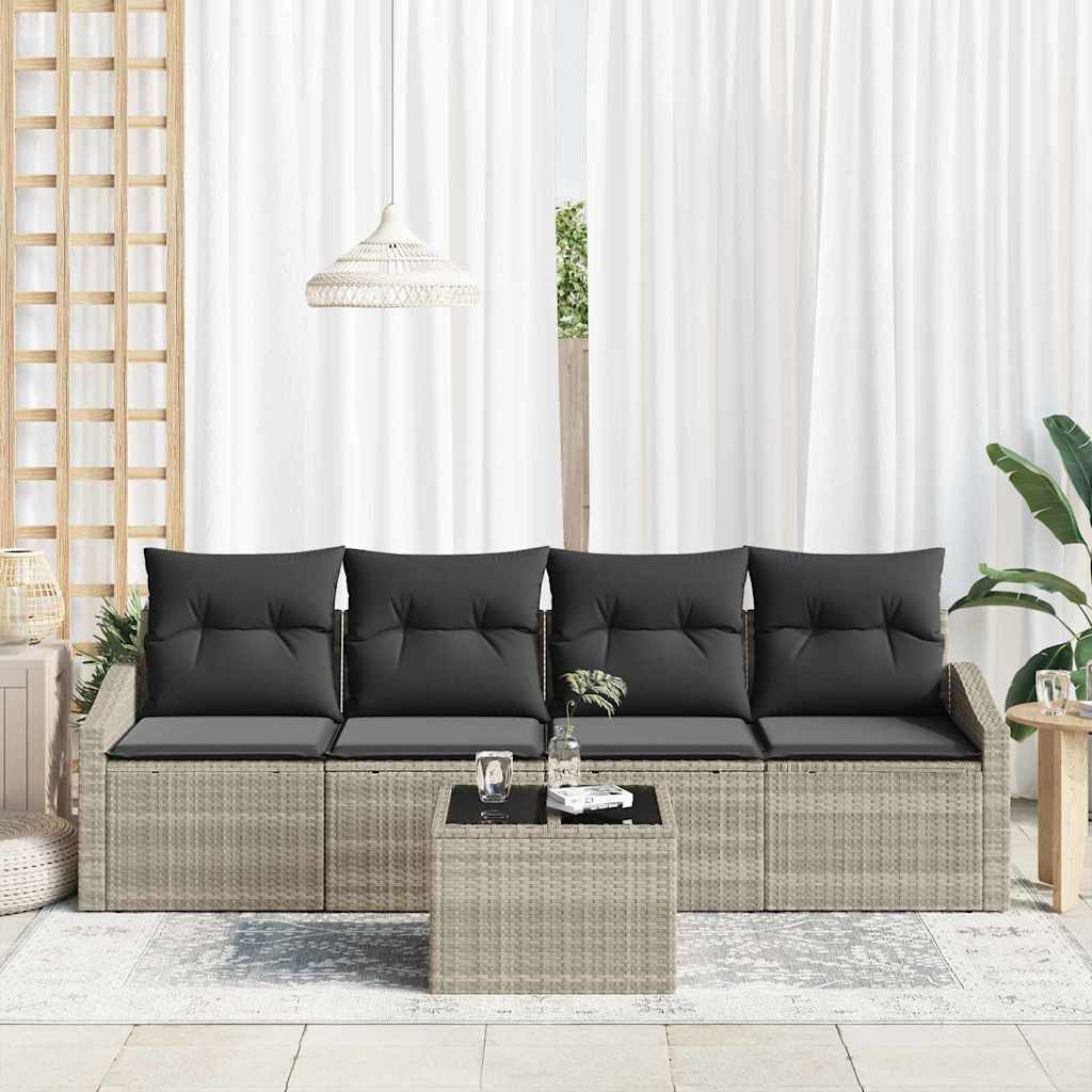 Set sofe s jastukom 5 pcs Svijetlo siva i tamno siva poliratan