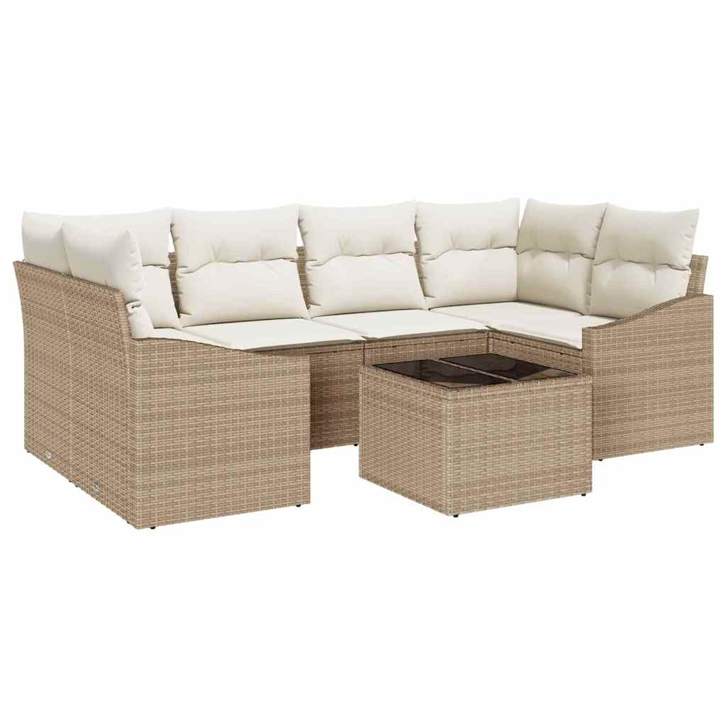 Set sofe 7 kom. Bež i krema poliratan 234 x 123,5 x 85 cm
