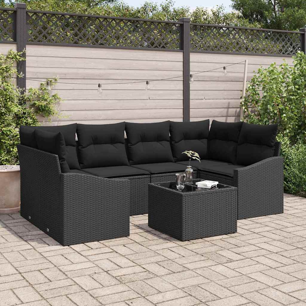 Set sofe s jastukom s pohranom 7 pcs Crna poliratan