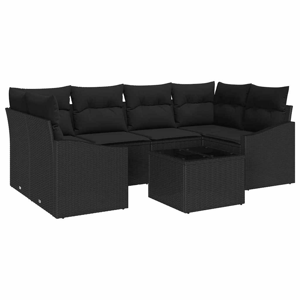 Set sofe s jastukom s pohranom 7 pcs Crna poliratan