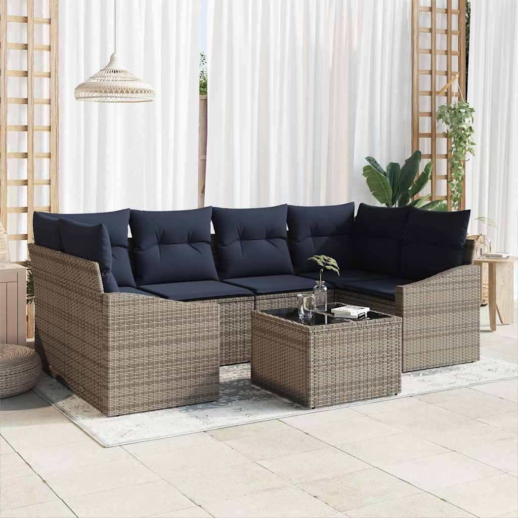 Set sofe s jastukom 7 pcs Siva i mornarsko plava poliratan