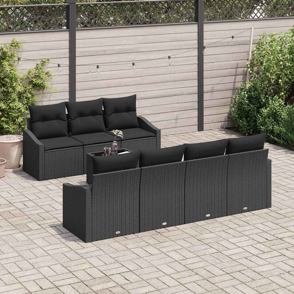 Set sofe s jastukom s pohranom 8 pcs Crna poliratan