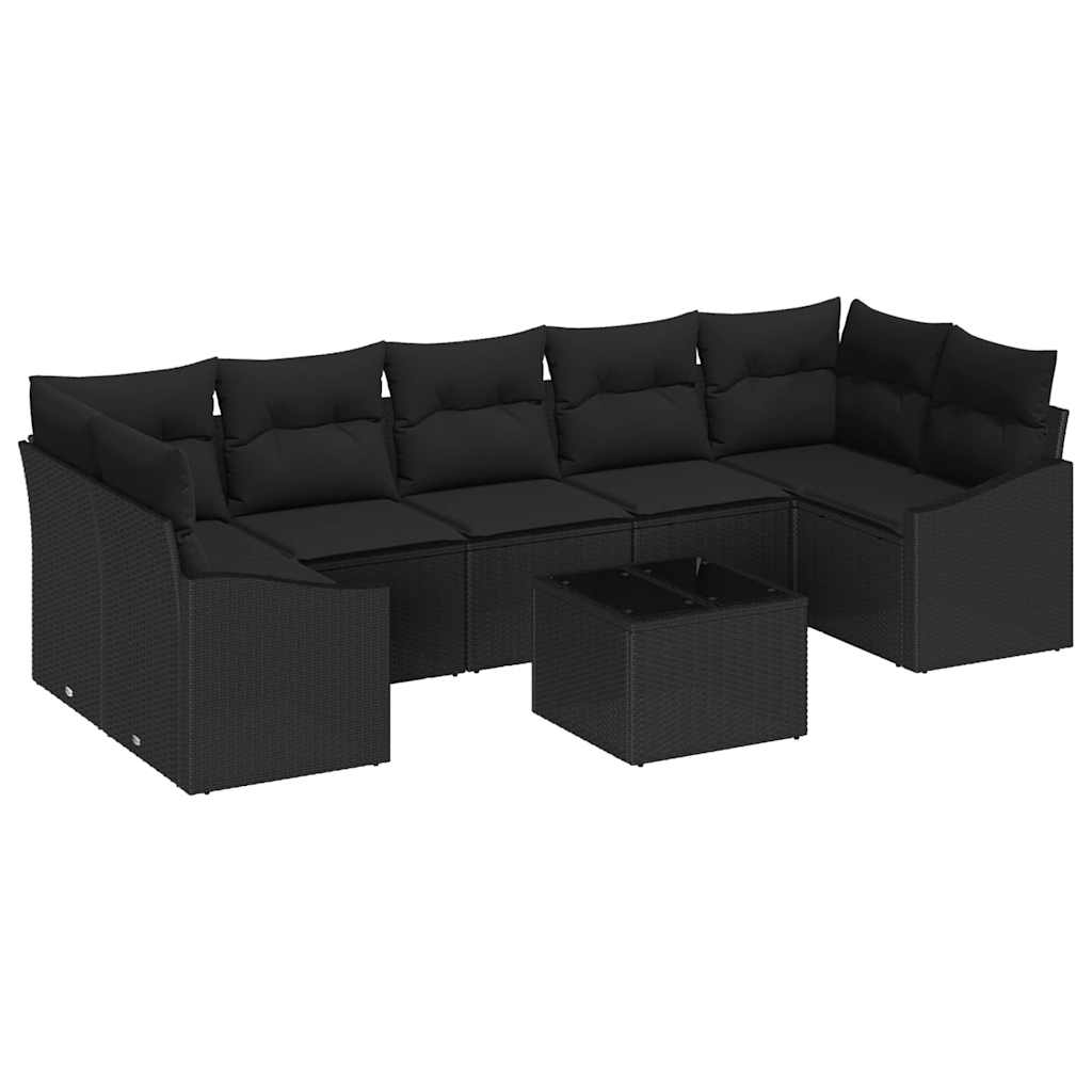 Set sofe s jastukom s pohranom 8 pcs Crna poliratan