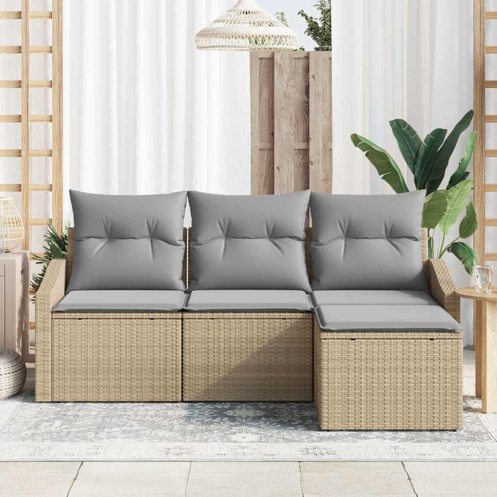 Set sofe s jastukom 4 pcs Bež i svijetlo siva poliratan