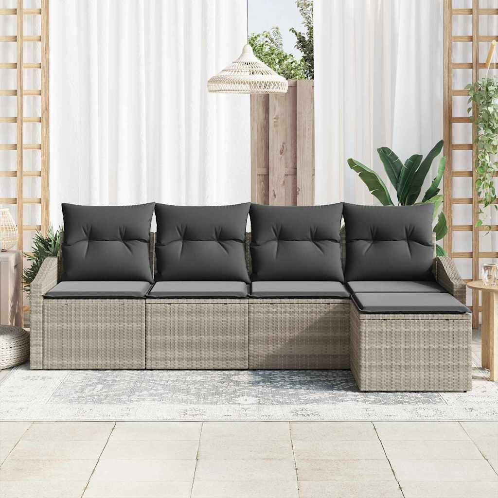 Set sofe s jastukom s pohranom 5 pcs Svijetlo siva poliratan