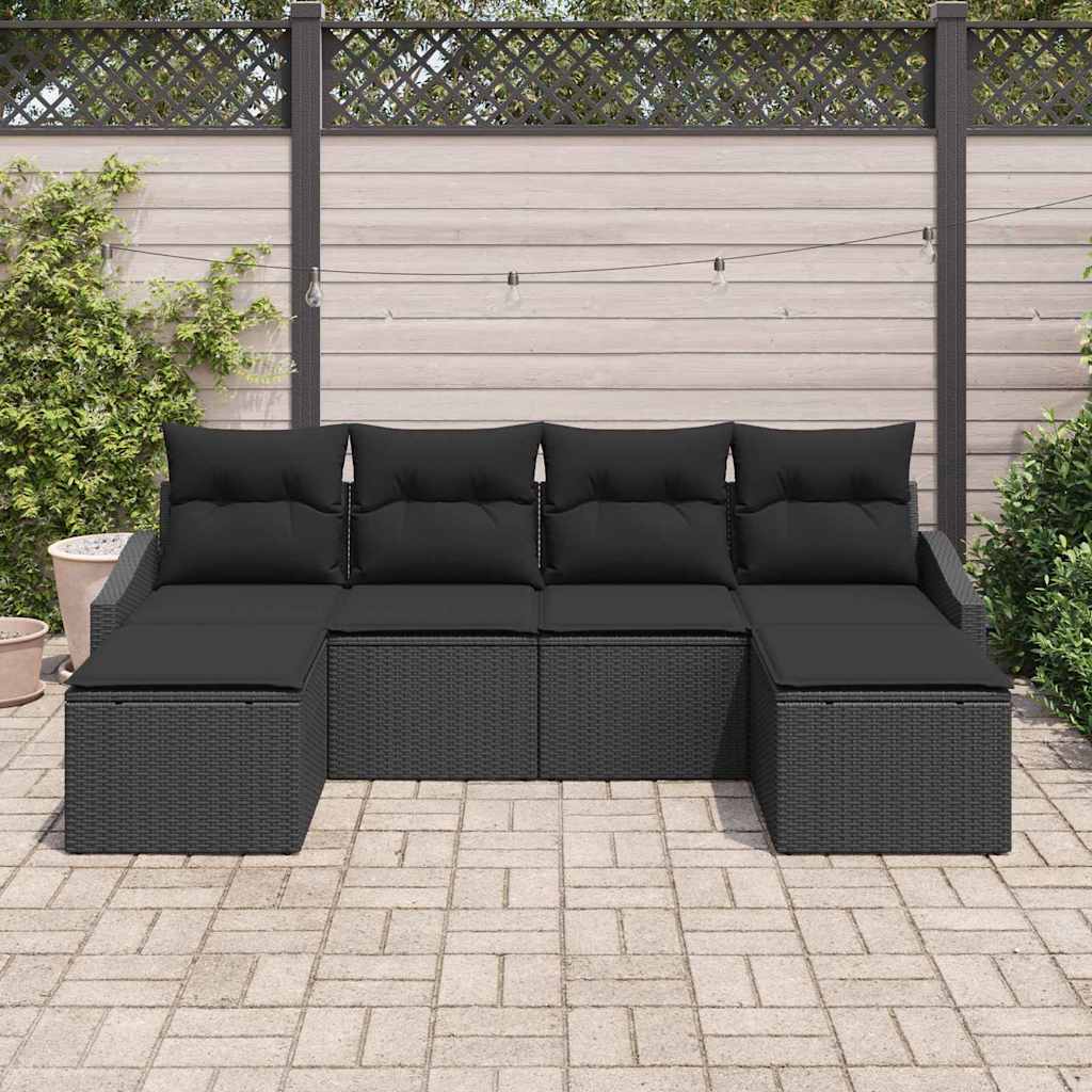 Vrtni set za objed s jastukom s pohranom 6 pcs Crna