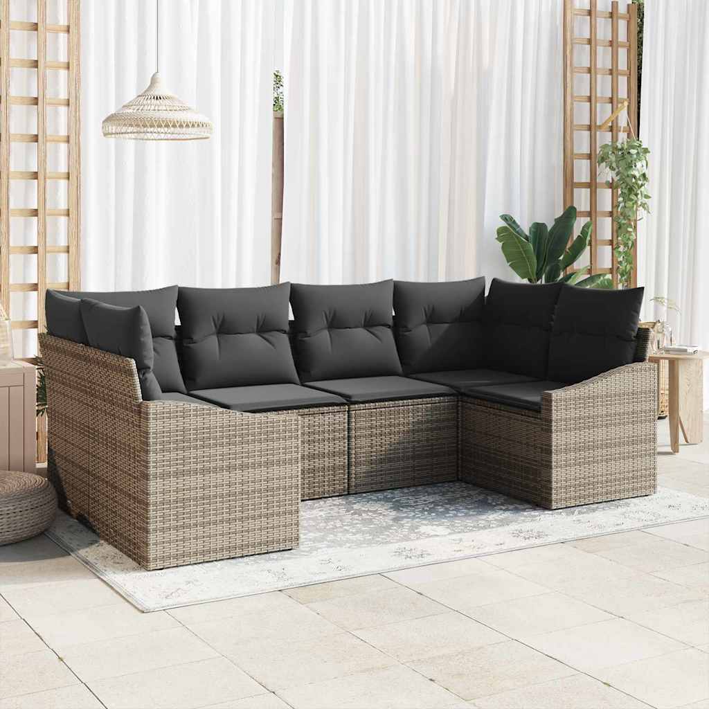 Sjedeća garnitura za vrt s pohranom 6 pcs Siva poliratan