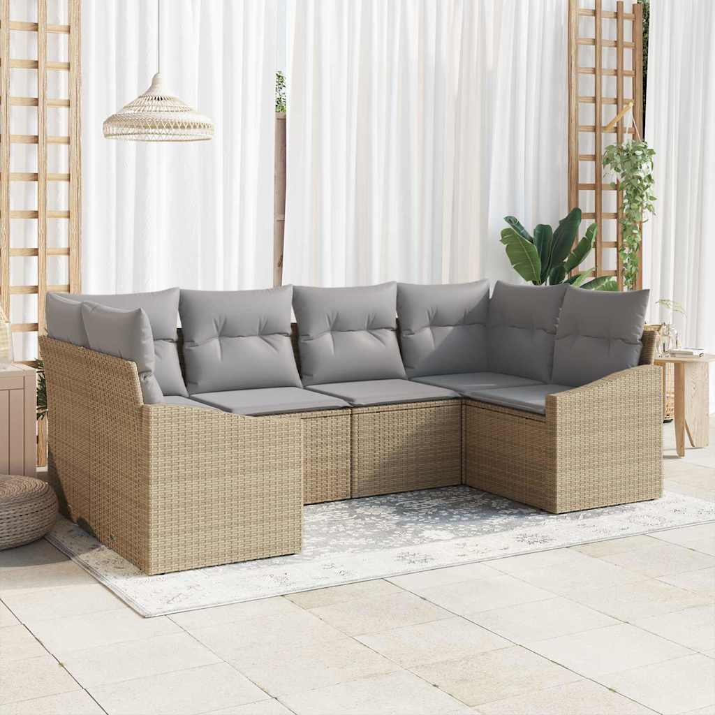 Sjedeća garnitura za vrt 6 kom. Bež i svijetlo siva poliratan 234 x 123.5 x 69 cm