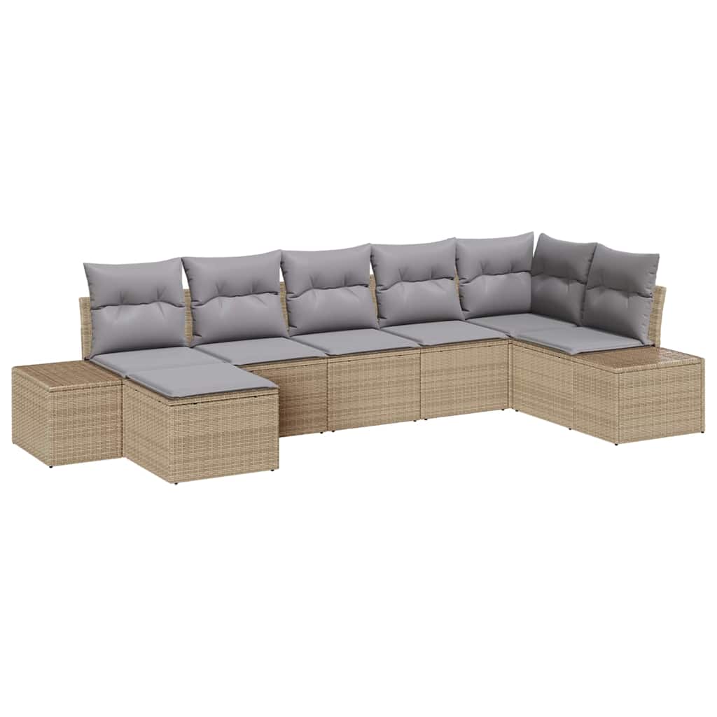 Sjedeća garnitura za vrt 7 kom. Bež poliratan 319 x 62 x 85 cm