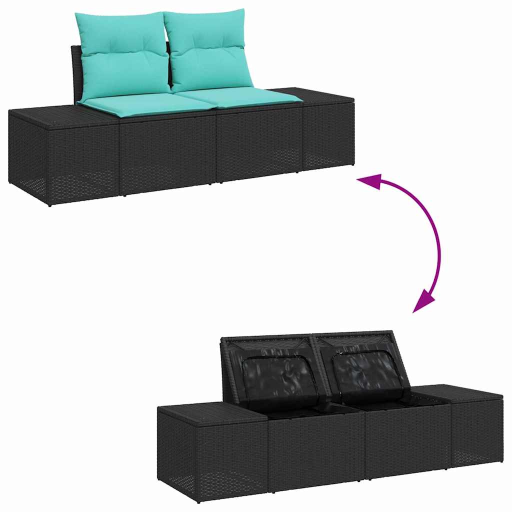 Sjedeća garnitura za vrt 7 kom. Crna i Tirkizna poliratan