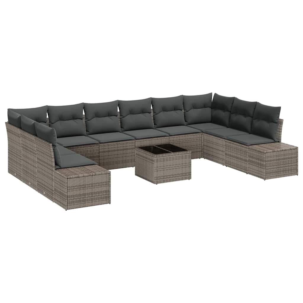 Sjedeća garnitura za vrt s jastukom 10 pcs Siva Poliratana