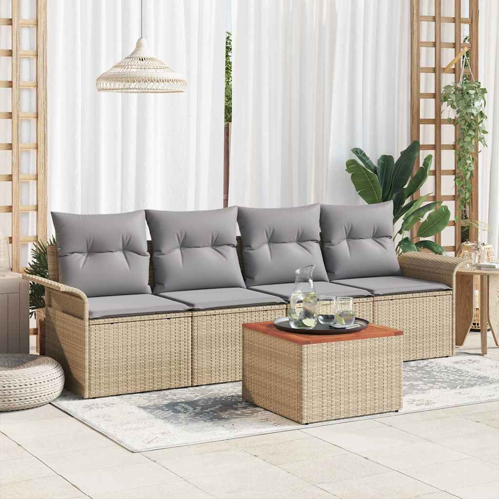 Sjedeća garnitura za vrt 5 kom. 4-Broj sjedala Bež 251 x 62 x 69 cm