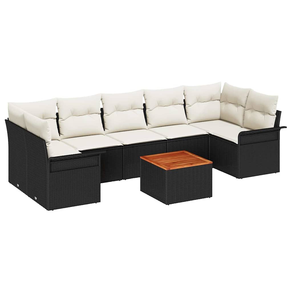Sjedeća garnitura za vrt 8 kom. 7-Broj sjedala Crna i Krema 298 x 132.5 x 69 cm