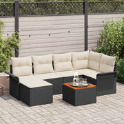 Sjedeća garnitura za vrt 7 kom. Crna i Krema poliratan 242,5 x 132,5 x 69 cm