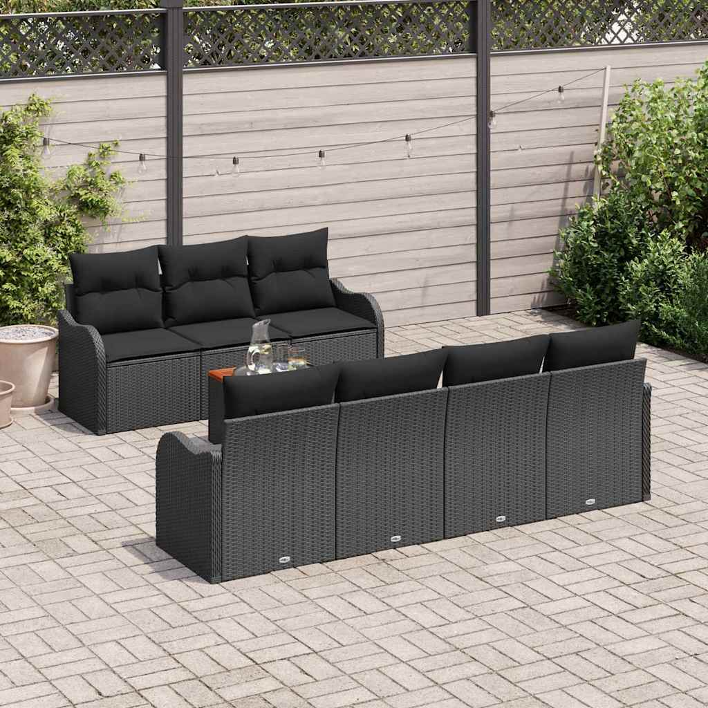 Sjedeća garnitura za vrt s pohranom 8 pcs Crna poliratan