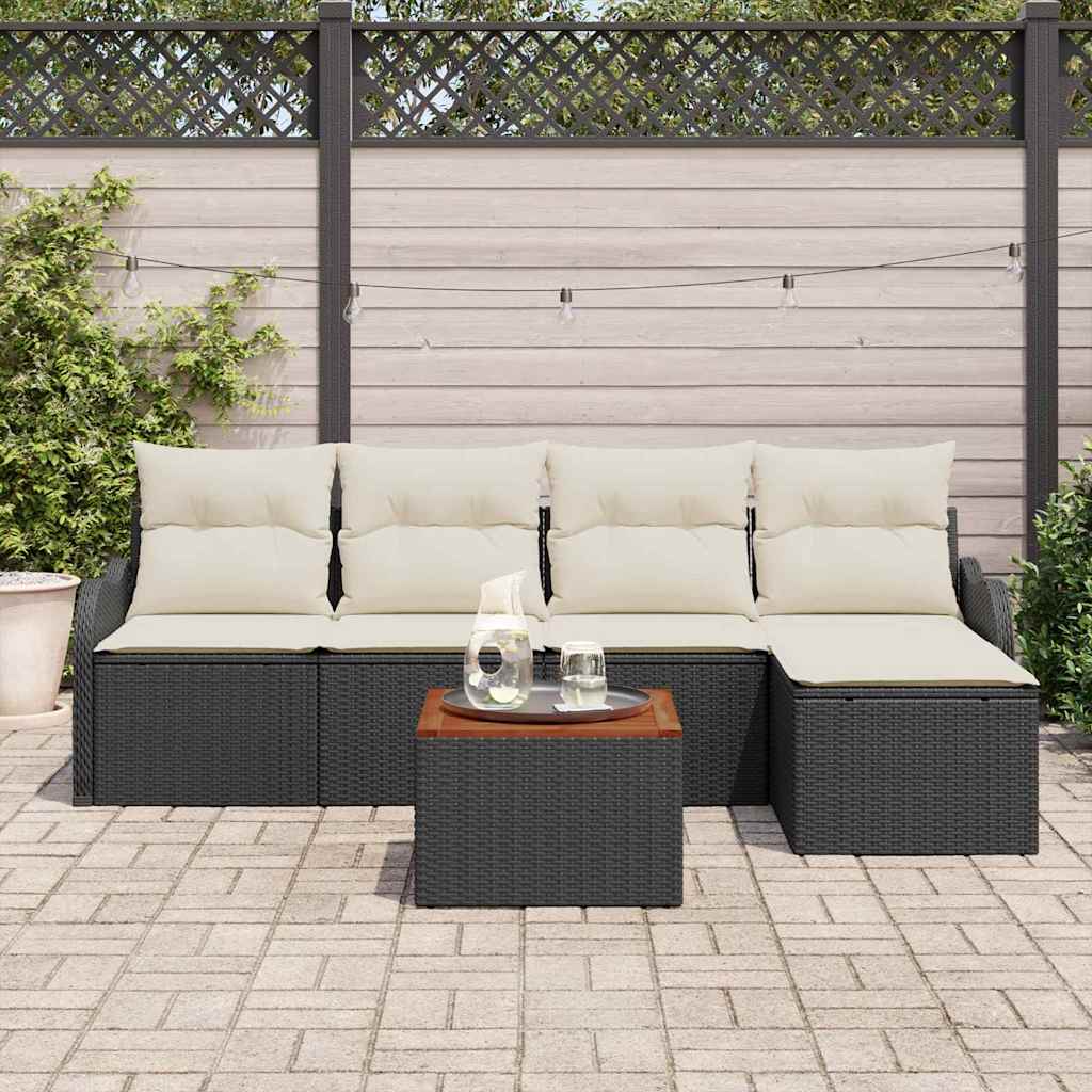 Sjedeća garnitura za vrt 6 kom. Crna i Krema poliratan 231 x 62 x 69 cm