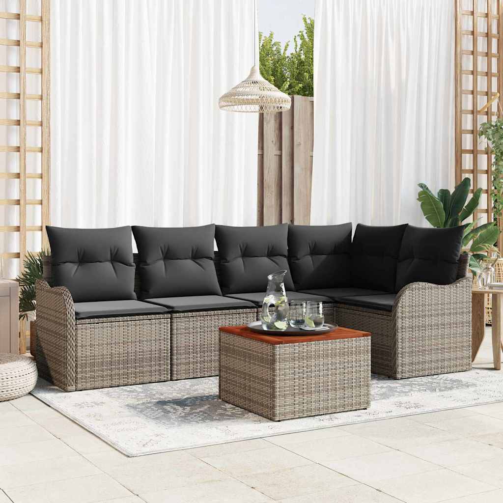Sjedeća garnitura za vrt 6 kom. Siva poliratan 232,5 x 122,5 x 69 cm