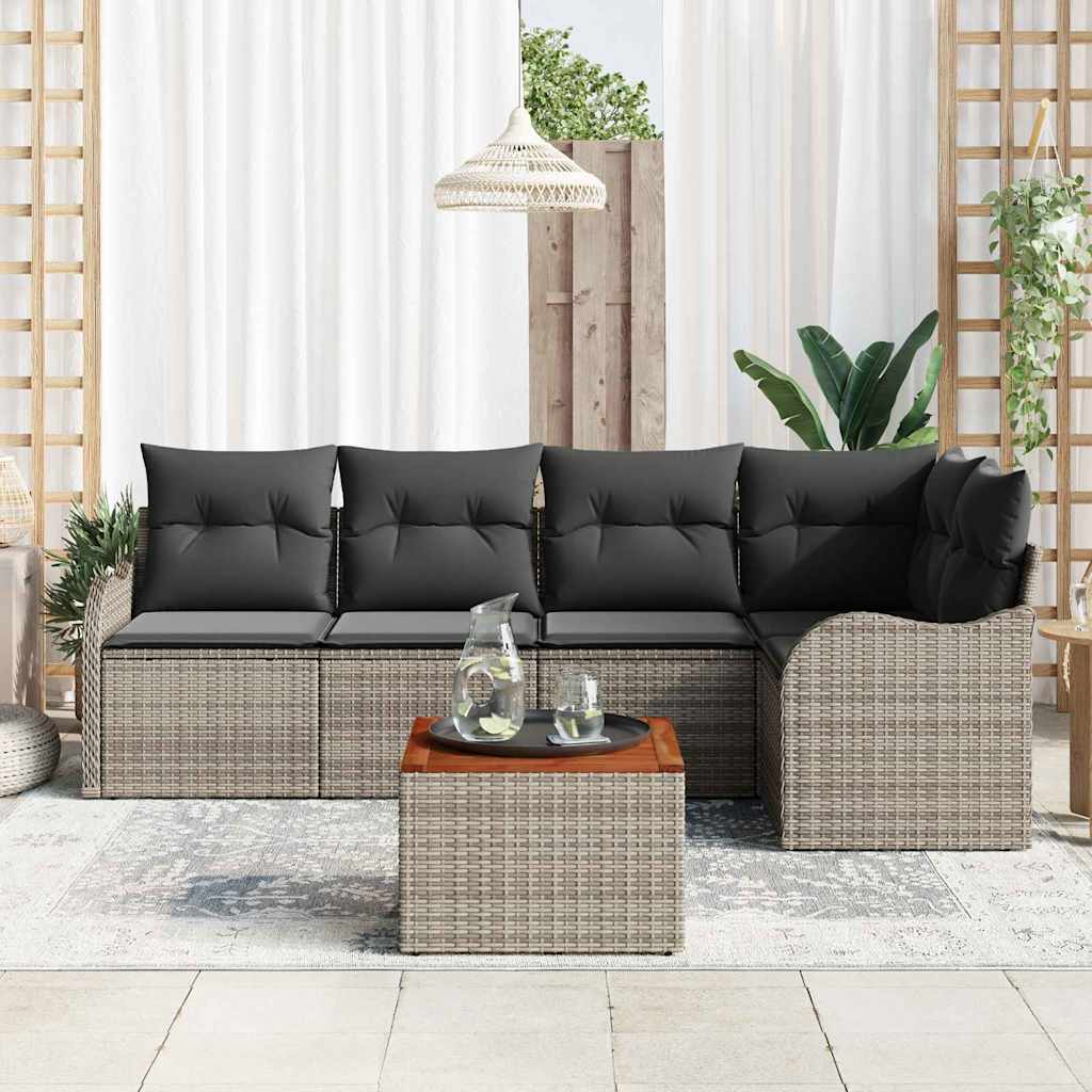Sjedeća garnitura za vrt 6 kom. Siva poliratan 232,5 x 122,5 x 69 cm