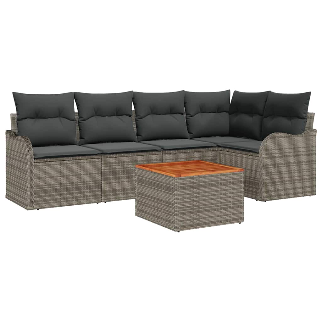 Sjedeća garnitura za vrt 6 kom. Siva poliratan 232,5 x 122,5 x 69 cm